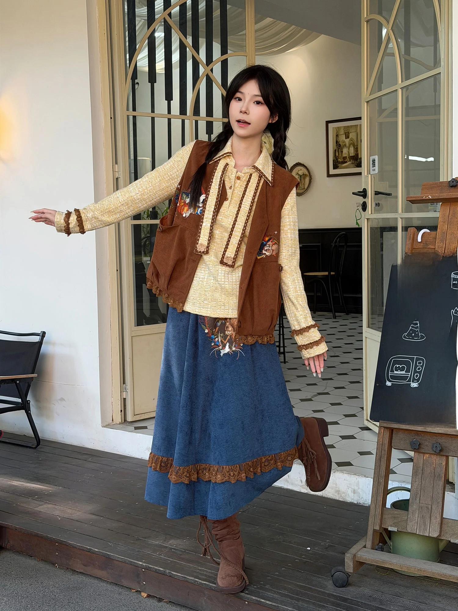 Loose Shirt Embroidered Half Skirt Versatile Autumn Fashion Slimming Mermaid Style Women's Hanfu Ensemble 2026 Fall Collection