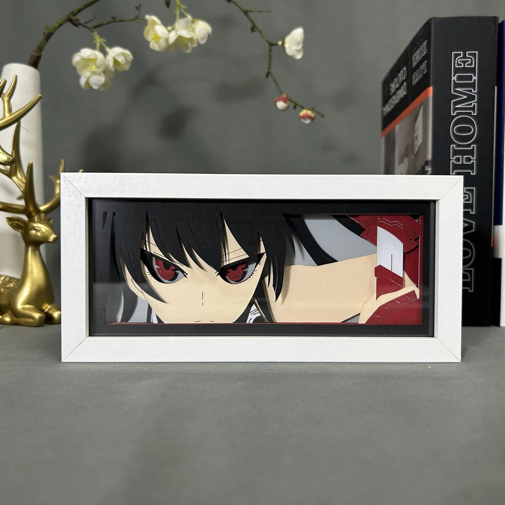 Akame Ga Kill Paper Cut Light Box, Decoração de Quarto Anime, Manga Shadow Box, Desk Table Lamp Lightbox