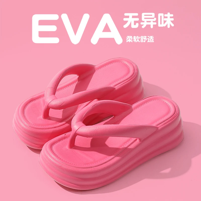 Zapatillas informales para mujer, chanclas de goma con plataforma, de playa, de lujo, hawaianas, suaves, 2024