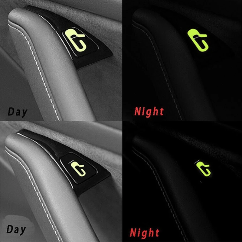 8Pcs/Set For Tesla Model 3 Car Door Open Exit Sticker Luminous Button Sticker Kit