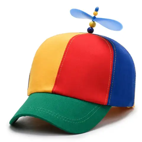 재미 있은 Snapback 모자 헬리콥터 프로펠러 모험 아빠 모자 성인 어린이를위한 무지개 대나무 잠자리 야구 모자 소년 소녀