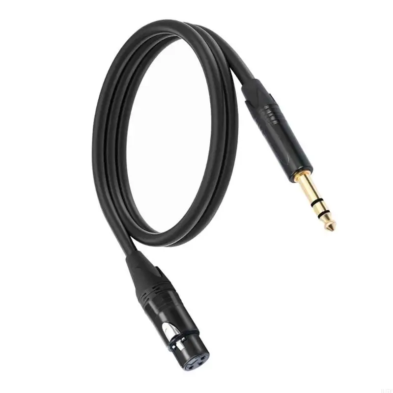 H37F Balanced 6.35mm 1/4 TRS to 3Pin Microphone Adapter Cable with Silver Plated Pin for Power Support