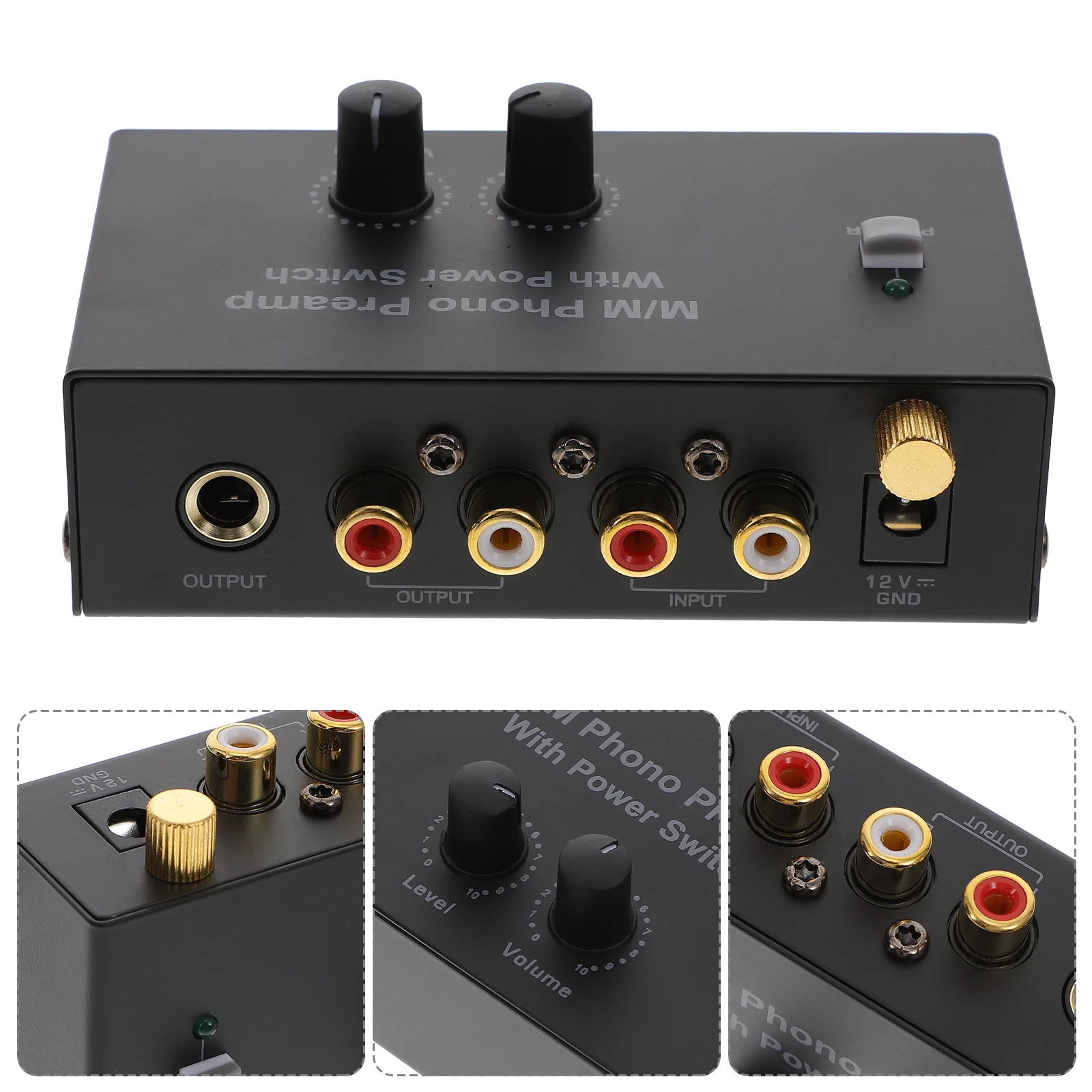 Turntable Preamp Black Vinyl Amplifier Ultra-Low Distortion Sound Quality Mini Amp for Home Audio Setup Desktop Use