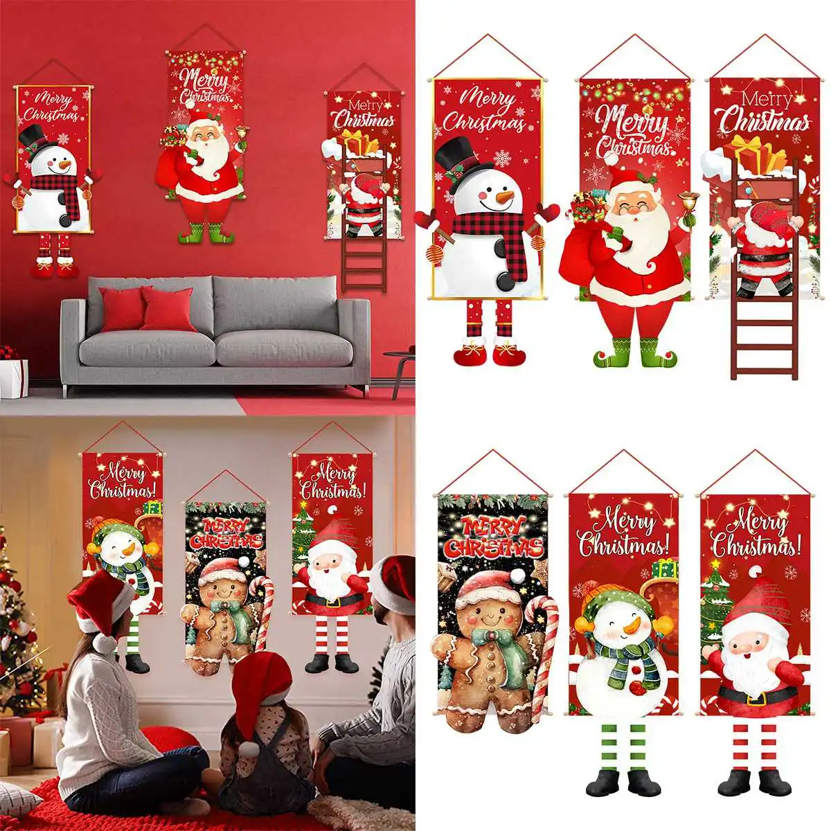 Natale Hanging Flag portico Door Banner decorazioni natalizie per la casa 2024 ornamenti regali di natale Navidad capodanno Decor 2025