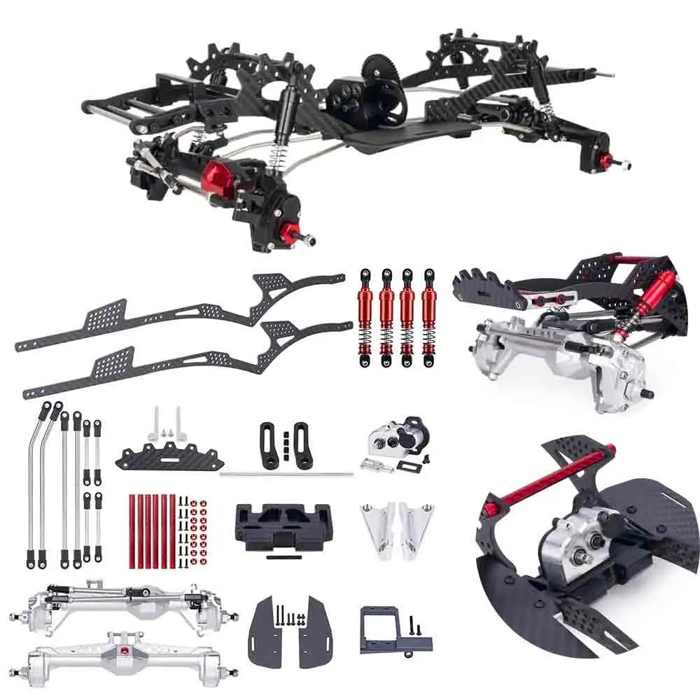 Kit de bricolaje sin montar con chasis LCG para 1/10 RC Crawlers SCX10 Capra VS4-10 con soporte Servo Skid Delrin Compatible con Gravi central bajo