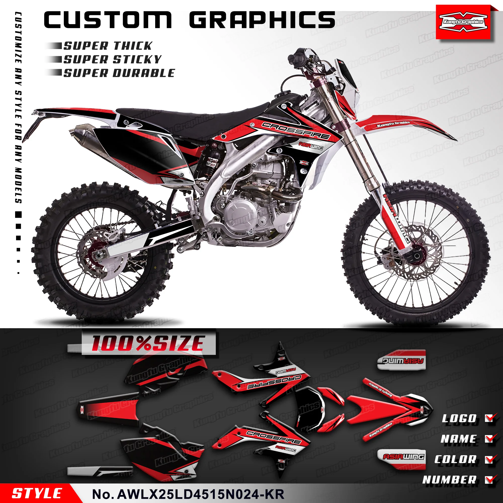 KUNGFU GRAPHICS Motorcycle Stickers UV-resistant Vinyl Decal for Asiawing LX250 LD450 15 16 17 18 2019 2020 2021 2022 2023 2024