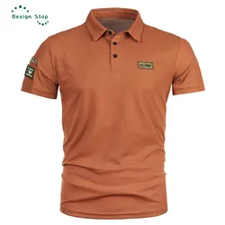 Men's Casual Polo Shirt Male Spliced Logo Summer Short Sleeve Turn-down Collar Tee