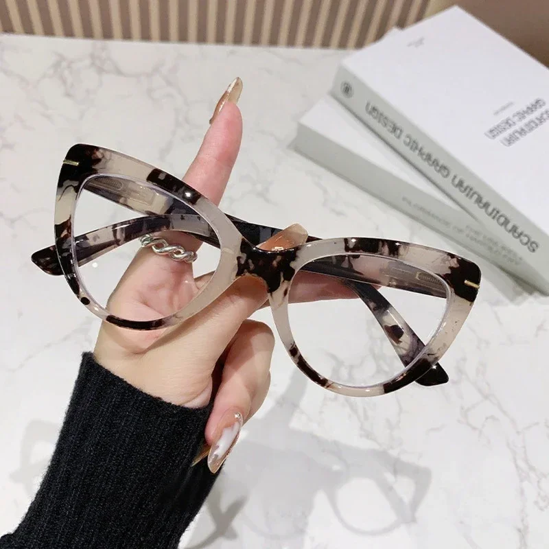 Women's Versatile Large Framed Cat-eye Reading Glasses Sturdy and Durable Elegant Anti-blue Light Eyeglasses 0 To +4.0