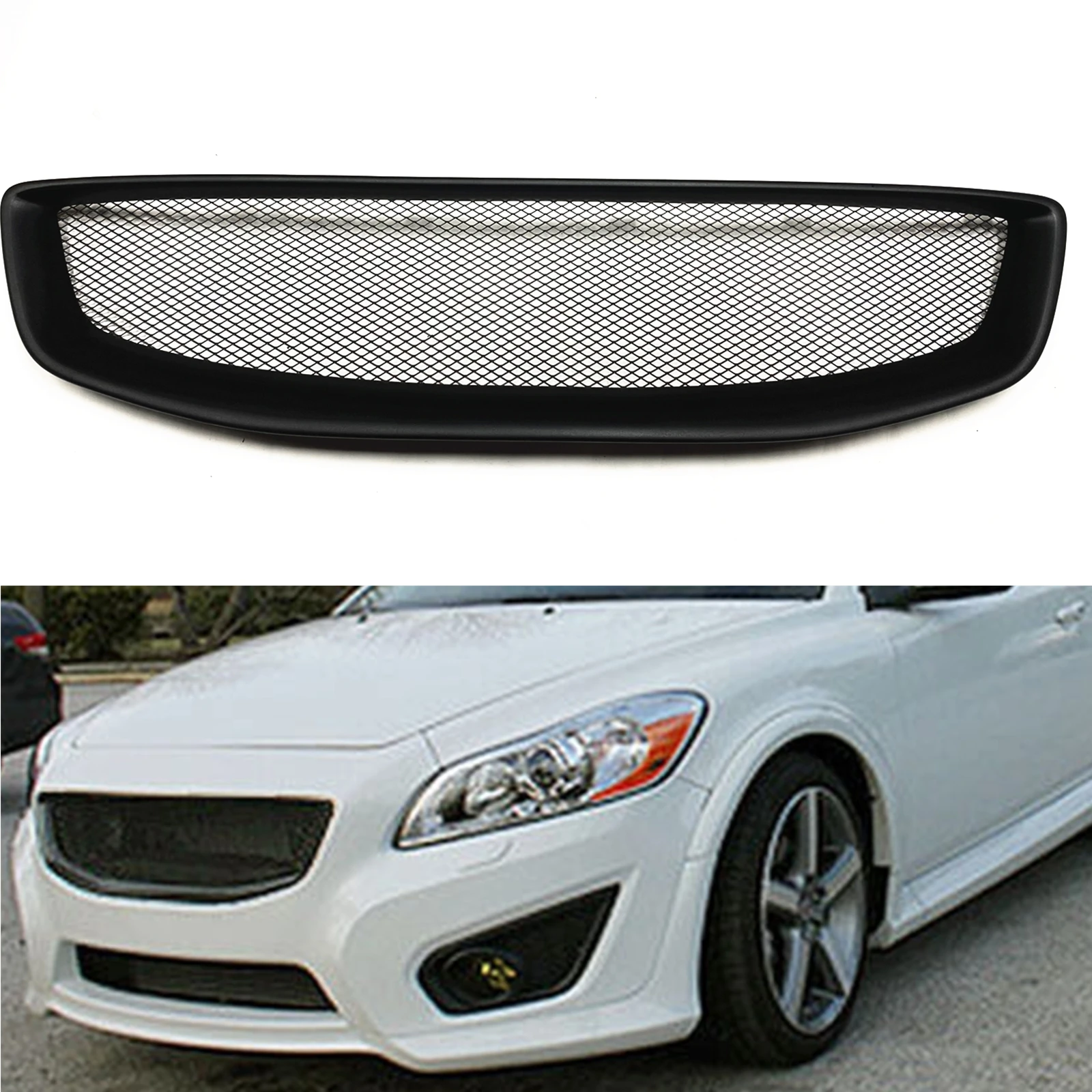 Car Racing Grills Front Grille Upper Replacement Bumper Hood Mesh Honeycomb Style Auto Kit For Volvo C30 2011-2013