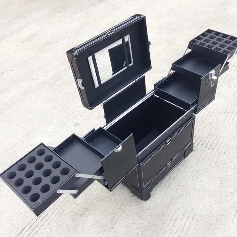 

Makeup Artist Manicure Suitcases Folding Vintage Big Suitcase With Wheels Travel Rolling Hand Luxury Luggage-Bags Trolley Case