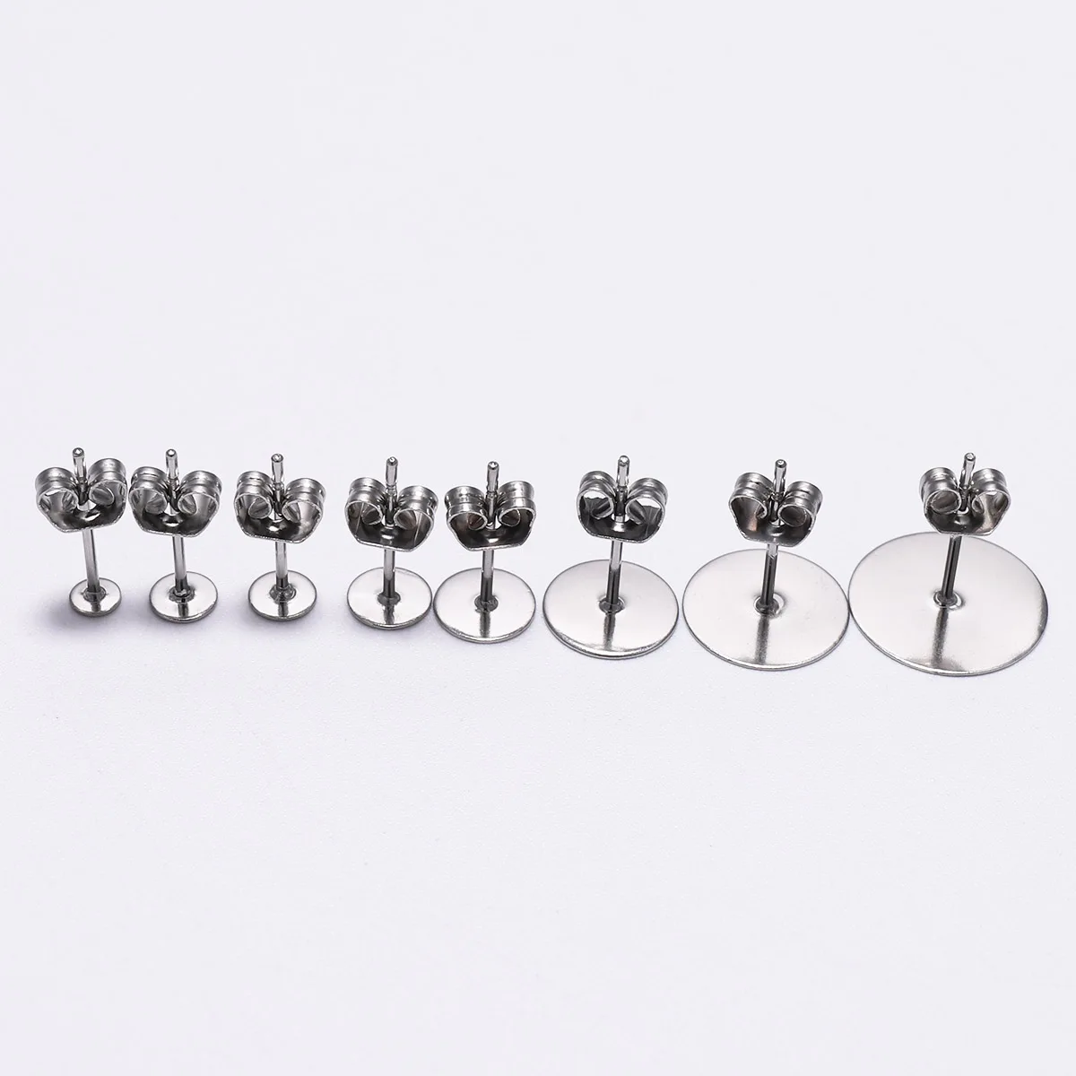 20-100Pcs/Lot Stainless Steel Blank Post Earring Stud Base Pins With Earring Plug Supplies For DIY Jewelry Making Kits Findings