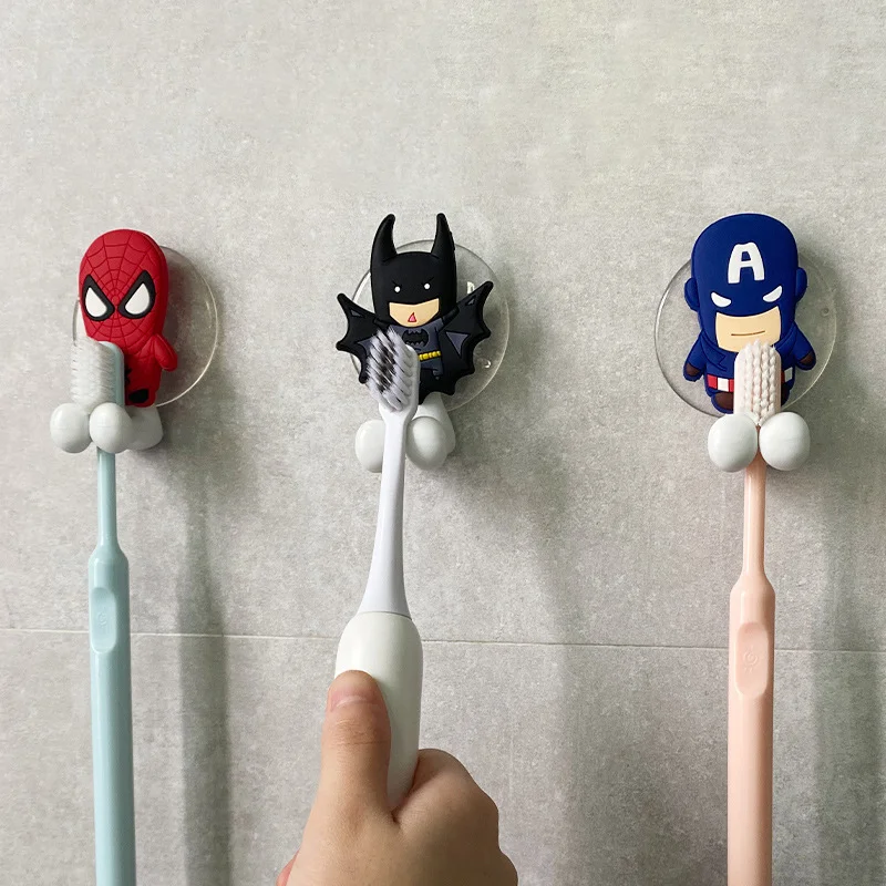 Batman Superman e Superhero Toothbrush Holder, Ventosa Gancho, Desenhos Animados Criativos, Sem Soco, Gancho de Parede, Presentes de Aniversário