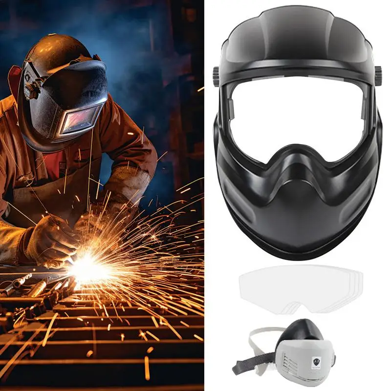 

Welding Helmet UV Resistant Face Protector Dust Proof Large Viewing Welding Helmet for ARC Pipeline Stick Grinding Cutting