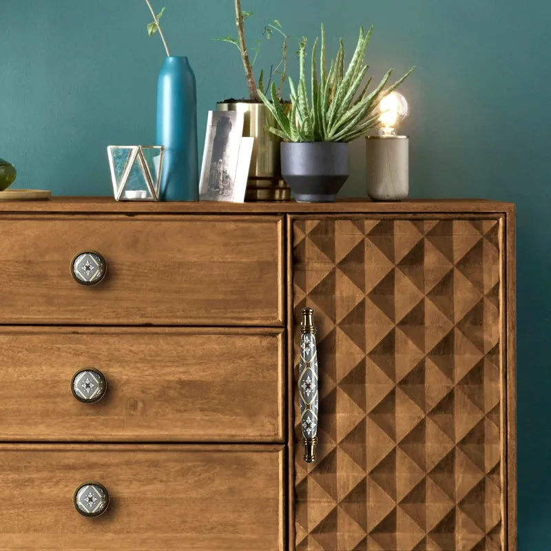Boho Style Furniture Handle and Knob Vintage Ceramic Drawer Knobs Cupboard Wardrobe Closet Door Handles Bedroom Kitchen Pulls