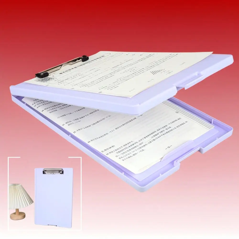 Plastic A4 Document Organizer Case Clipboard Storage Box With Pen Slot For School Office File Paper Management System