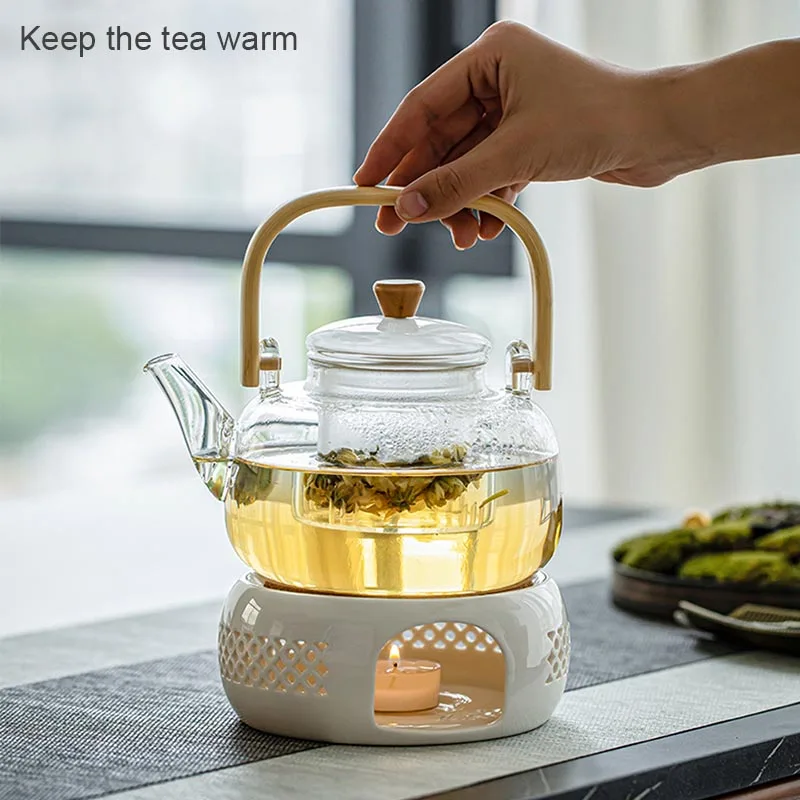 Ceramic Teapot Warmer Holder Base Tea Warmer Insulation Base Tea Coffee Water Warmer Candle Heating Base Holder Teaware