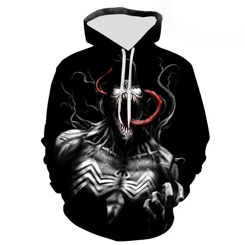 New Autumn Venom Hoodie 3D Printed Pullover Fashion Fashion Sweater Casual Comfort Street Hip Hop Sports Parent-Child Wear