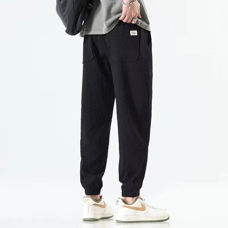 Men's Summer Thin Fashionable Ice Silk Breathable Casual Pants Nine-Tenths Sports Trendy Brand Cuffed Versatile Pants