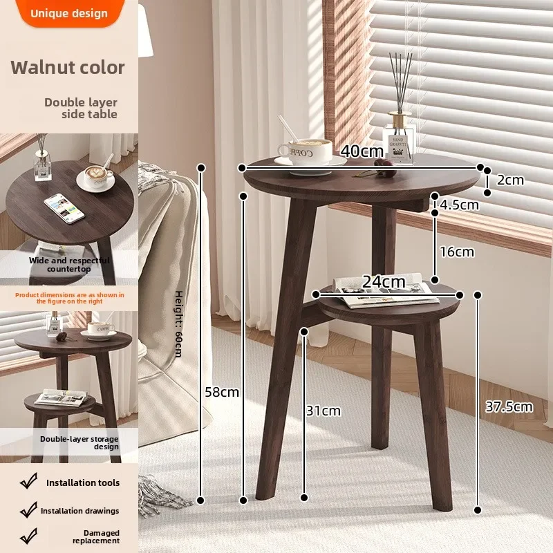 Multi-functional Small table, small coffee table, sofa side cabinet, solid wood small round table side table