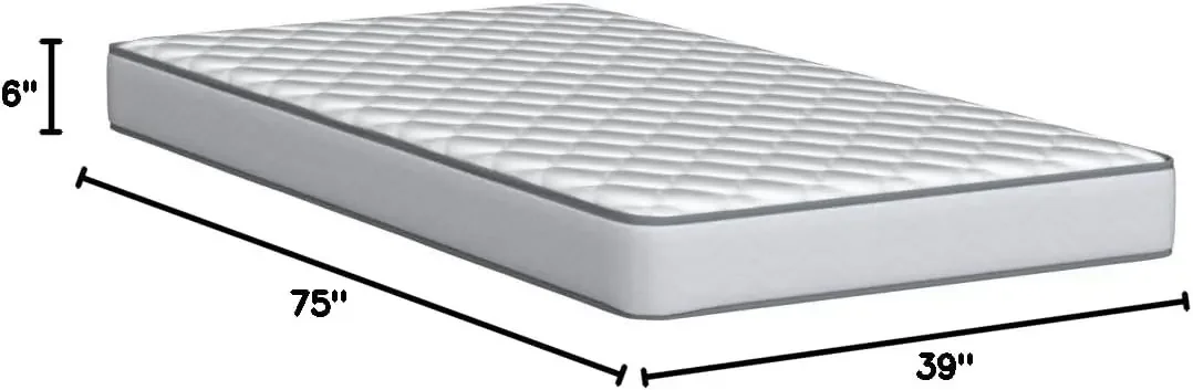 6 Inch Mattress Firm Feel Bonnell Spring with Foam Layer Mattress in a Box - Youth or Kids Bed Guest Bedroom