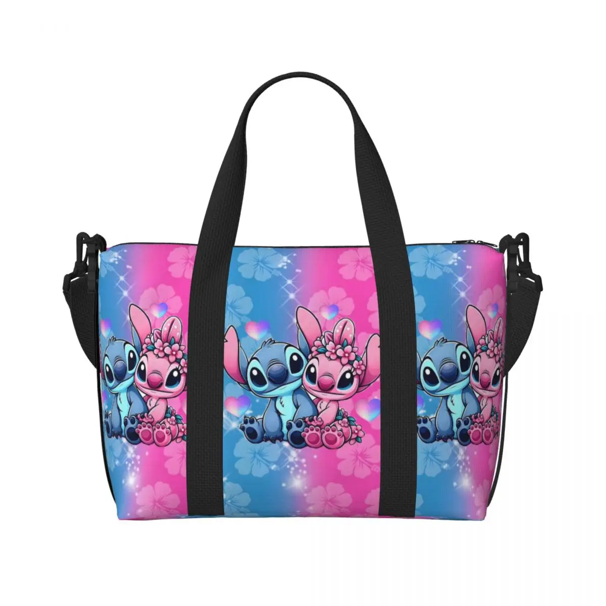 

Custom Stitch Anime Printed Beach Tote Bag for Women Extra Large Gym Carry On Cute Cartoon Classic Movie Travel Shopping Bags