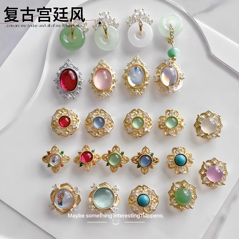 1 pièce de charme pour ongles Imperial Elegance, opale et zircone, style palais chinois, accessoires de luxe pour ongles