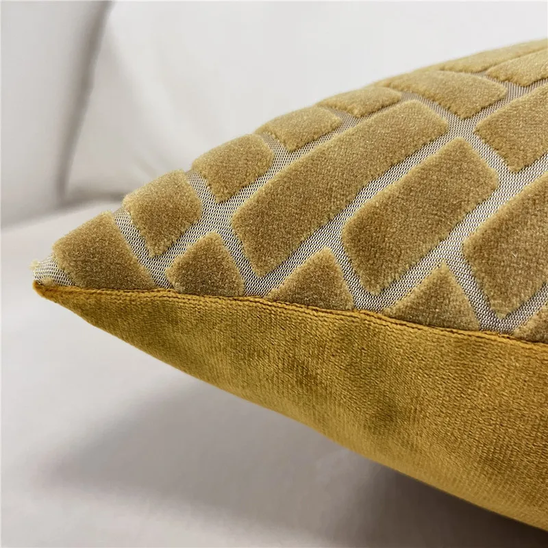 Brand New Simple Solid Jacquard Geometric Cushion Cover Sofa Decorative Cutting Velvet Throw Pillowcase Pillow Coverfrom Factory