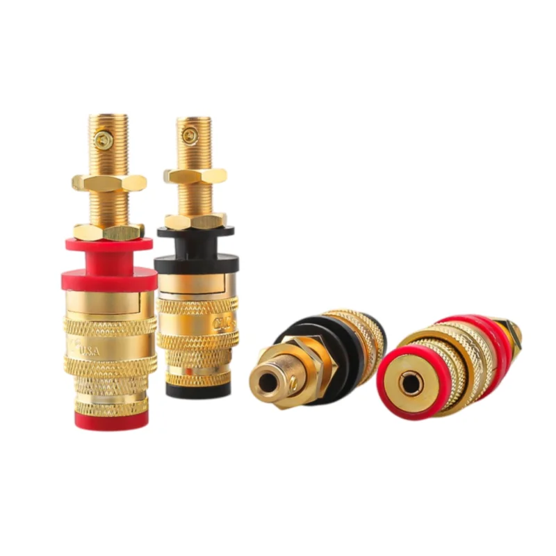 CMC 878L-SE Long Model Gold-plated Speaker Jacks Non-Soldering Locking Connector for Amplifier Audio Speaker Banana Plug Socket
