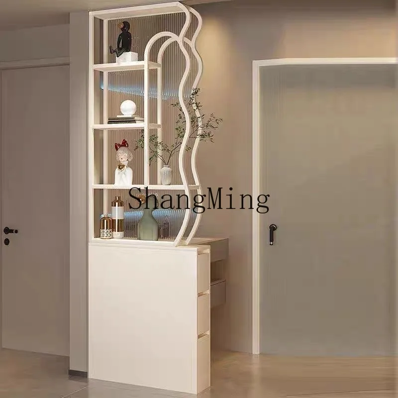 

ZYY bathroom half wall screen modern simple Changhong glass wrought iron light luxury living room partition cabinet