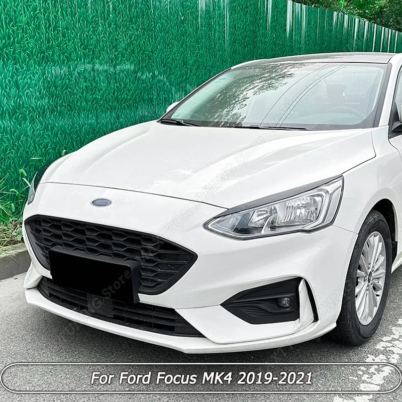 For Ford Focus MK4 2019-2021 Gloss Black ABS Plastic Front Headlight Eyebrow Eyelid Lid Trim Lamp Cover Stickers Car Accessories