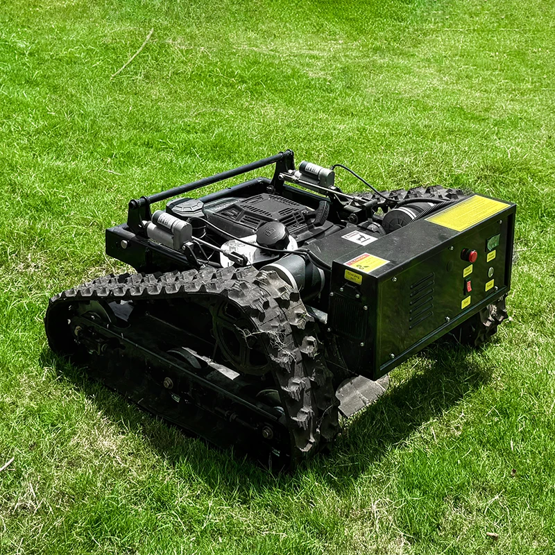 Electric all-terrain tracked drive four-stroke cordless wireless remote control lawn mower - 1200w 5-10 hours
