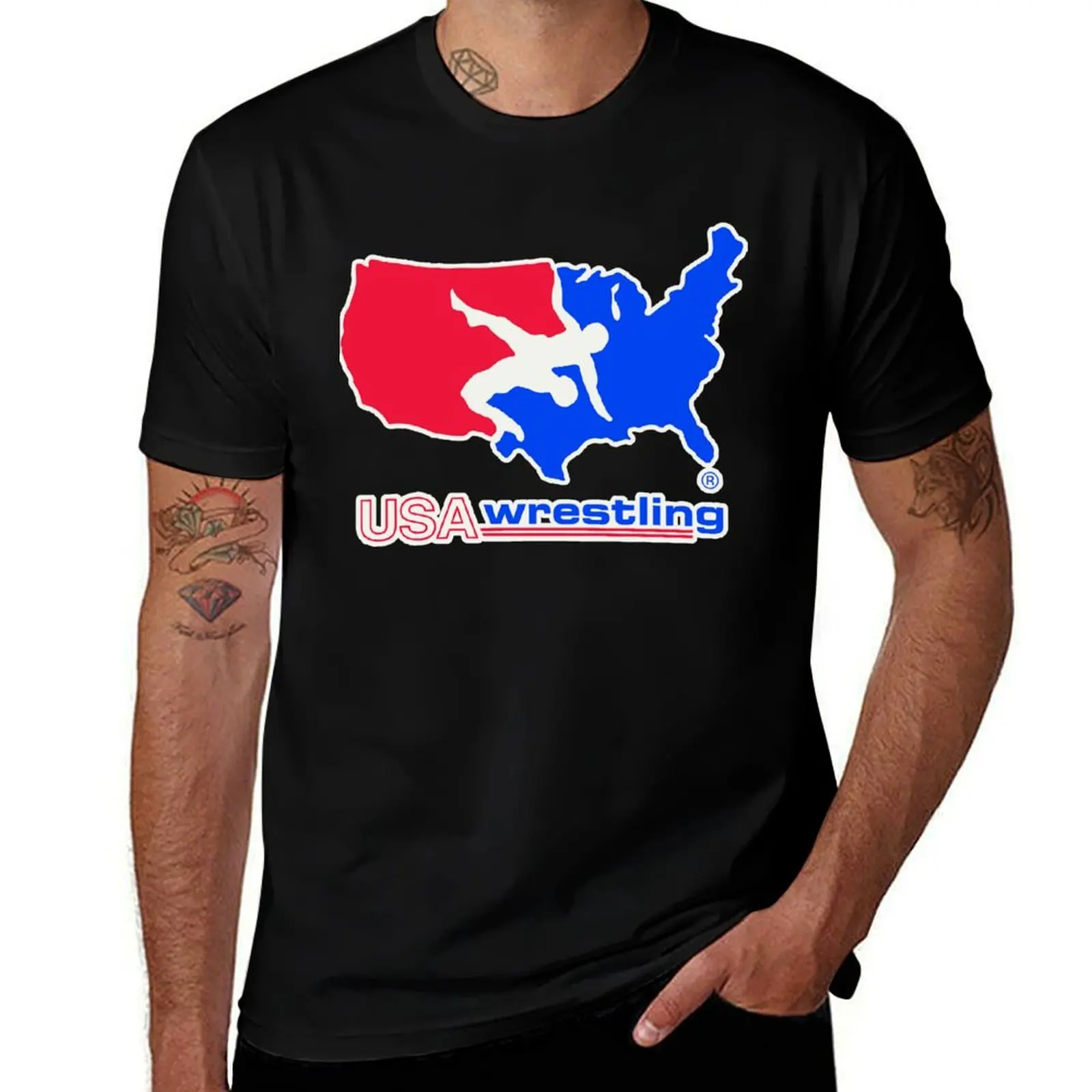 Красный Синий USA Wrestling Logo Премиум футболка забавные футболки темный юмор забавные футболки мужские футболки для мужчин забавная футболка с графикой