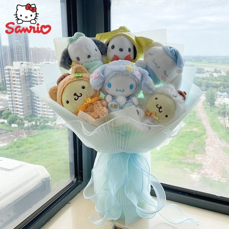 

Sanrio букет Hello Kitty мультфильм My Melody Kuromi Cinnamoroll плюшевая мультяшная кукла подарок на день Святого Валентина Рождество выпускной