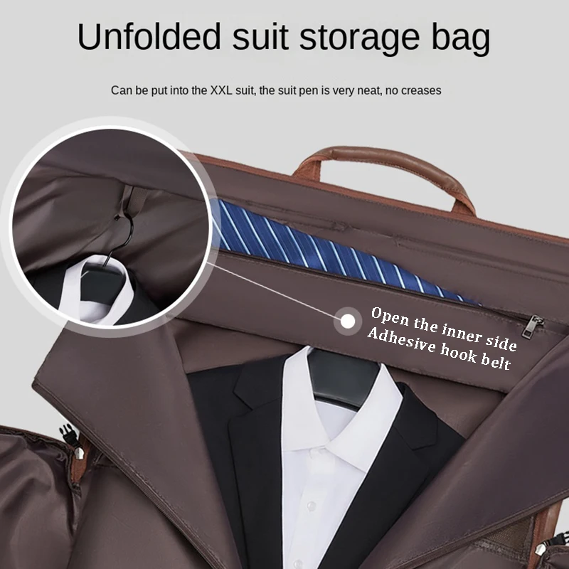 Leather Foldable Travel Bag Large Capacity Adjustable Strap Suit Storage Bag Travel Multi Waterproof Weekend Bag Travel Handbags