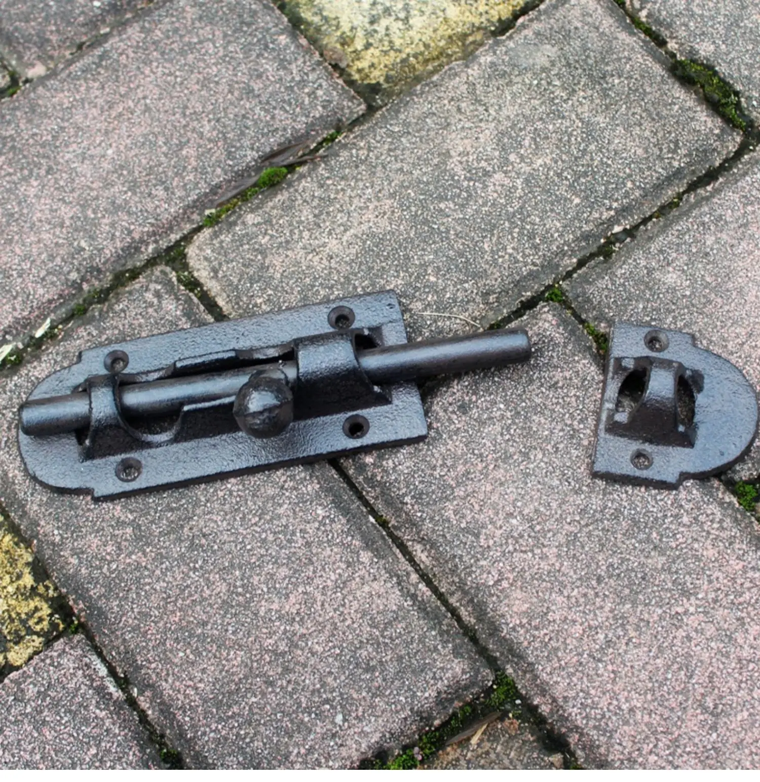 Cast Iron Latch Thickened Surface Mounted All Iron Door Bolt Black Anti-theft Door Buckle for Wooden Door Gate Hardware Fitting