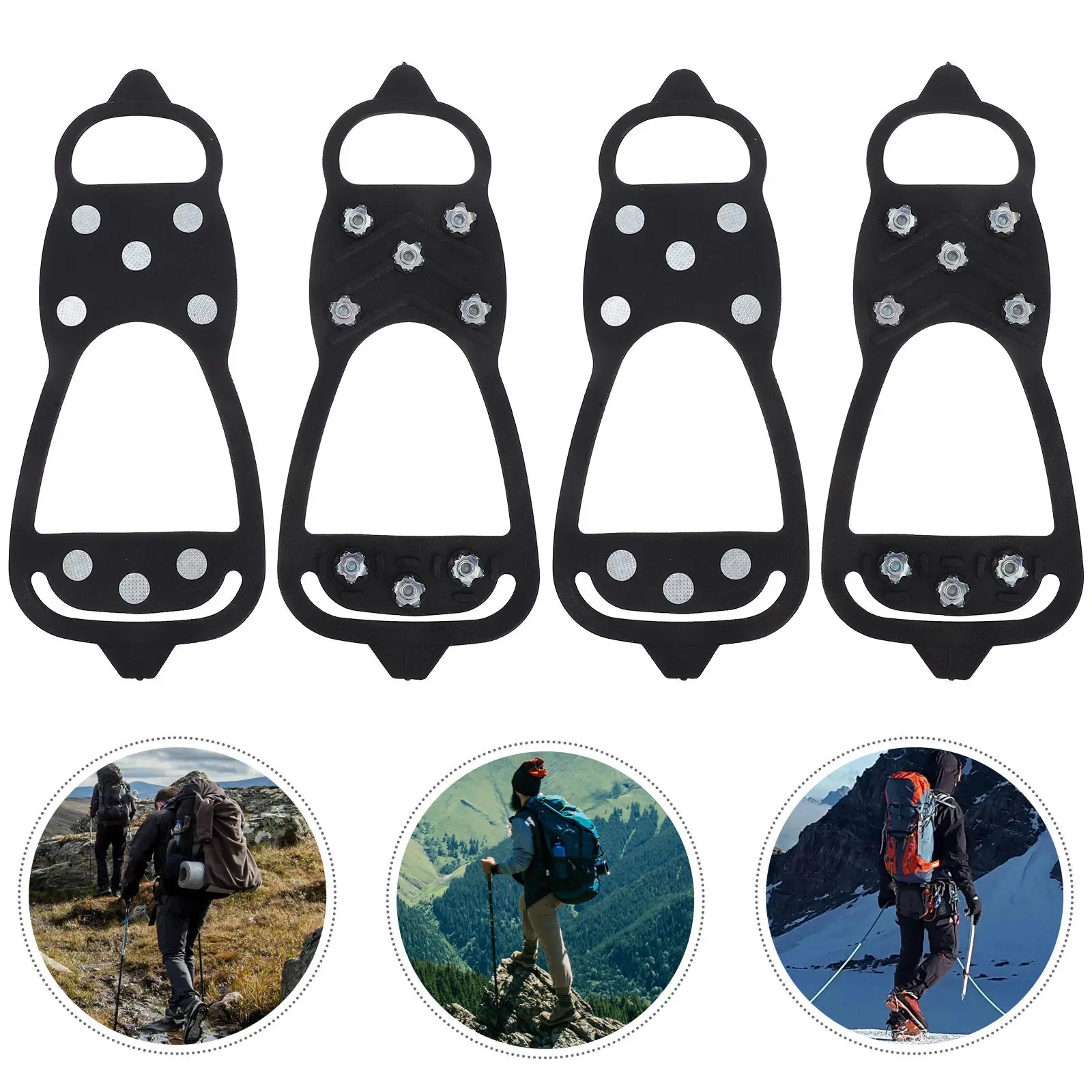 

2Pairs Anti Slip Shoe Studs Ice Cleats Traction Covers for Boots Shoes Size 40-45 Outdoor Hiking Fishing Climbing Mountaineering