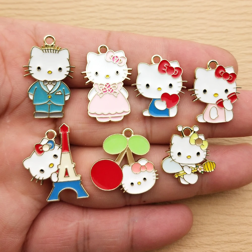 10pcs Cartoon Charm Jewelry Accessories Enamel Necklace Earring Pendant Diy Making Craft Supplies Alloy Metal Gold Plated