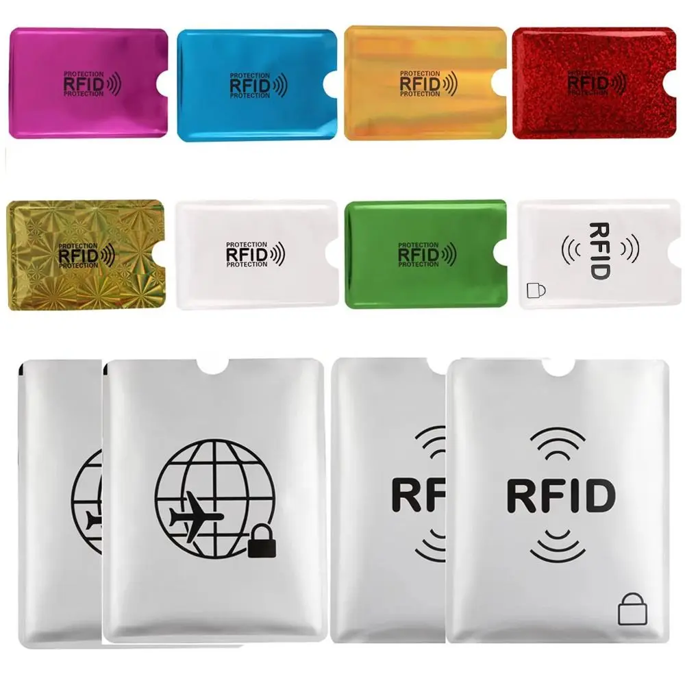 5pcs Colorful Aluminium RFID Card Holder Anti-theft Safety Credit Card Sleeves Reader Lock Protect Case Cover