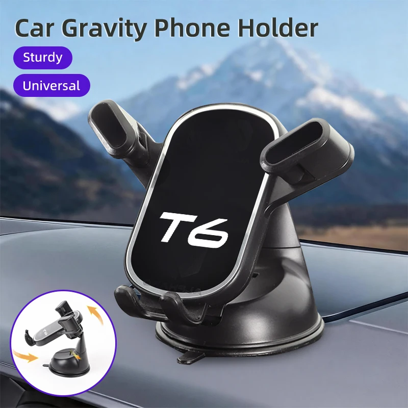 Car Gravity Phone Holder Suction Cup Base Phone Stand With Hook Accessories For Volvo XC90 XC60 C30 T6 S60 C70 XC40 V40 XC70 V70