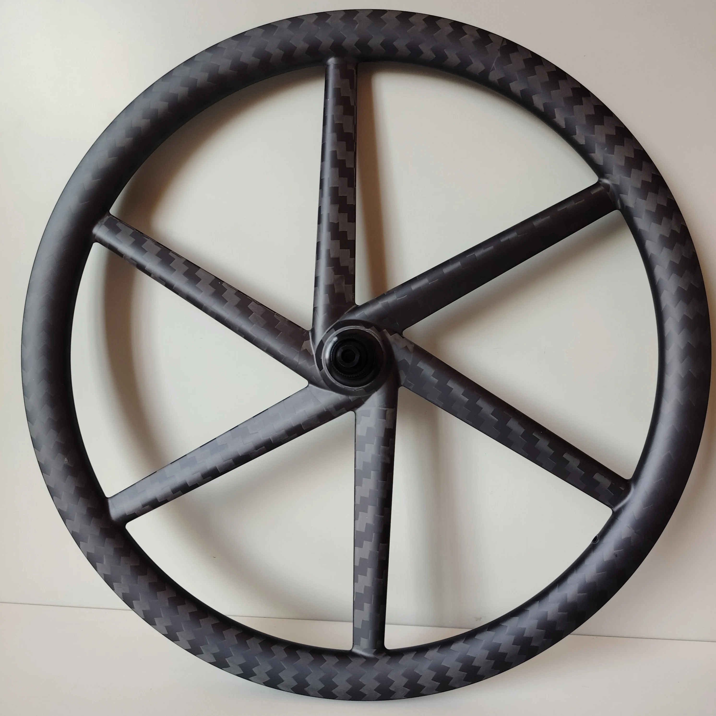 

700C Full Carbon TT Road/Track/Fixed Gear Bike Wheelset Front 6 Spokes Rear Disc Wheels 28mm Width Tubular UD 3K