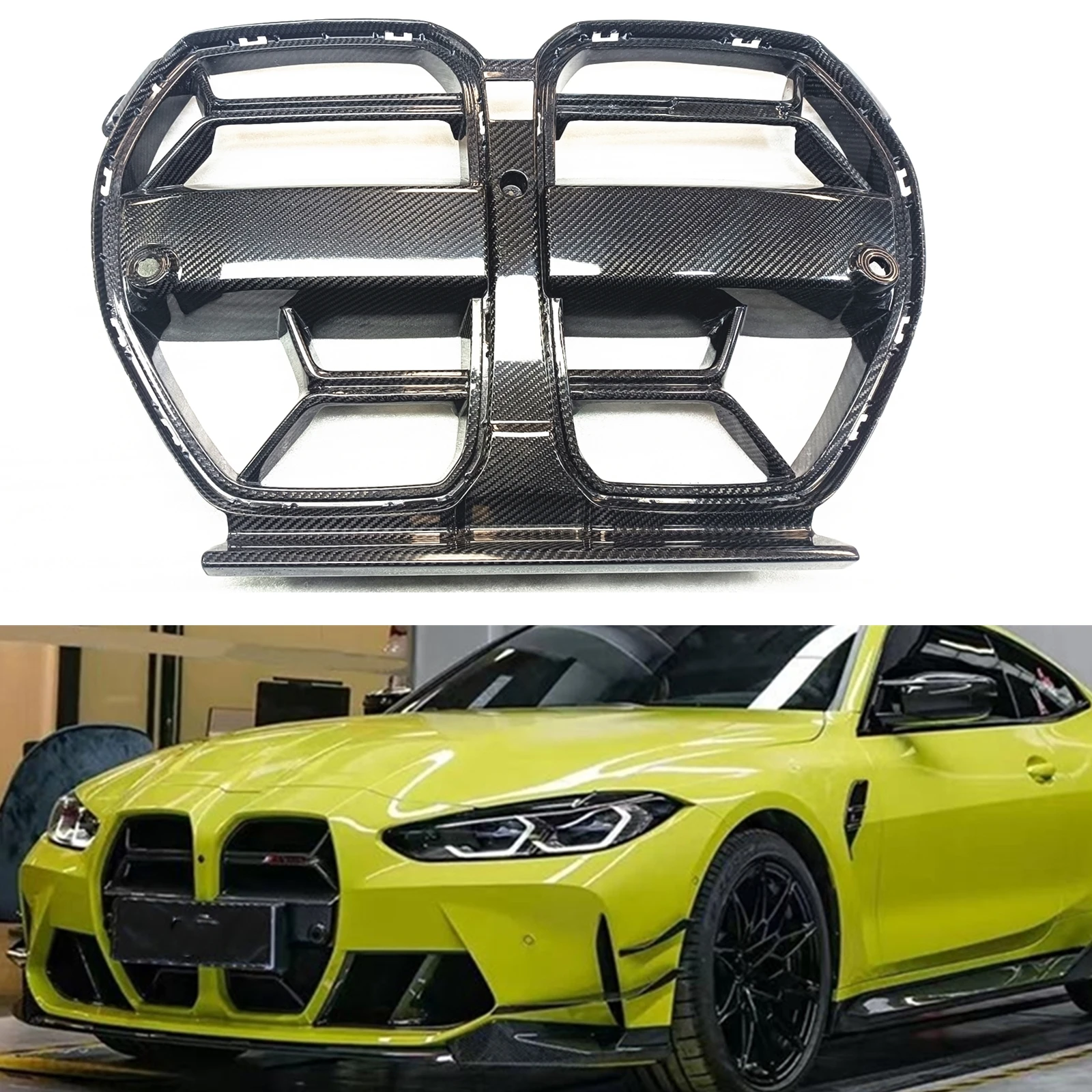 

Car Front Kidney Grille Grill Upper Hood Vent Mesh Grid For BMW M3 G80 M4 G82 G83 2021 2022 2023 2024