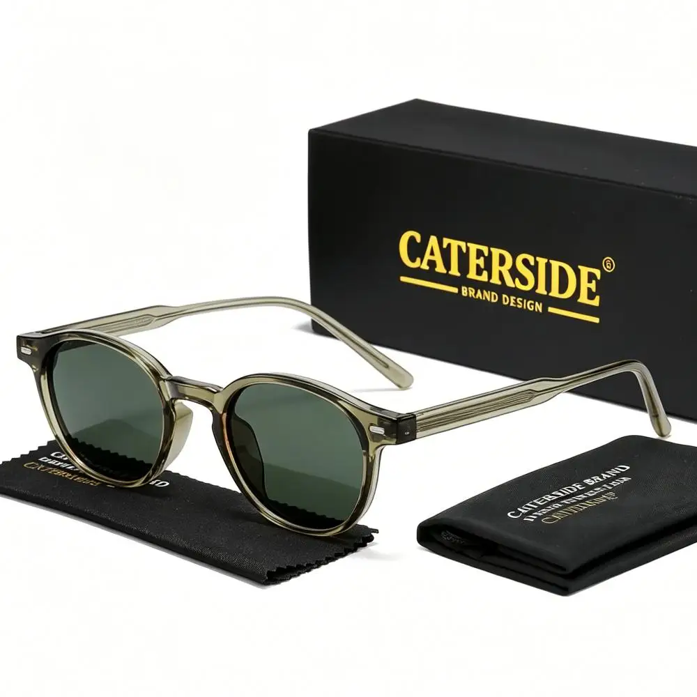 CATERSIDE Vintage Herren-Sonnenbrille mit polarisierten Gläsern, hochwertiger Tr-90-Rundrahmen, dekorative Damenbrille für Outdoor-Fahrten und Reisen – Detail 12