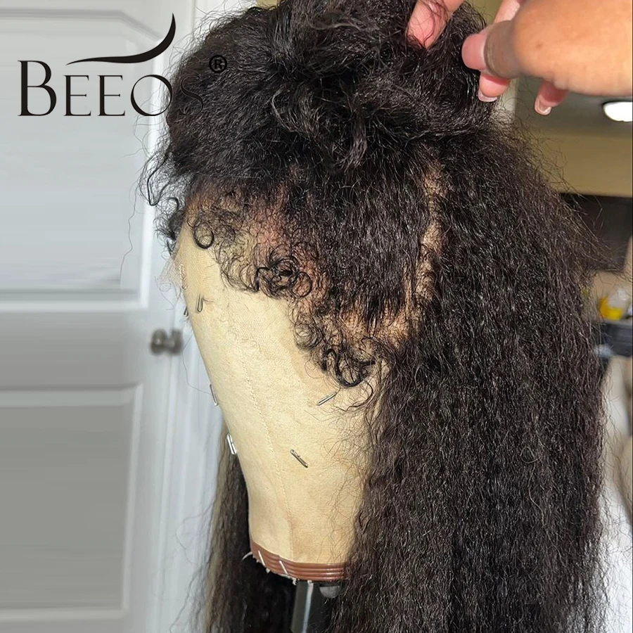 BEEOS 250% Afro Verworrene Gerade Lockige Baby Haar Perücke Hautliche 13*6 HD Spitze Frontal Menschliches Haar Perücken für Frauen Brasilianische Vor gezupft