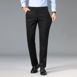 Pantalones largos informales de negocios para hombre, pantalón Formal recto elástico, talla grande 28-40, primavera y otoño, 2024