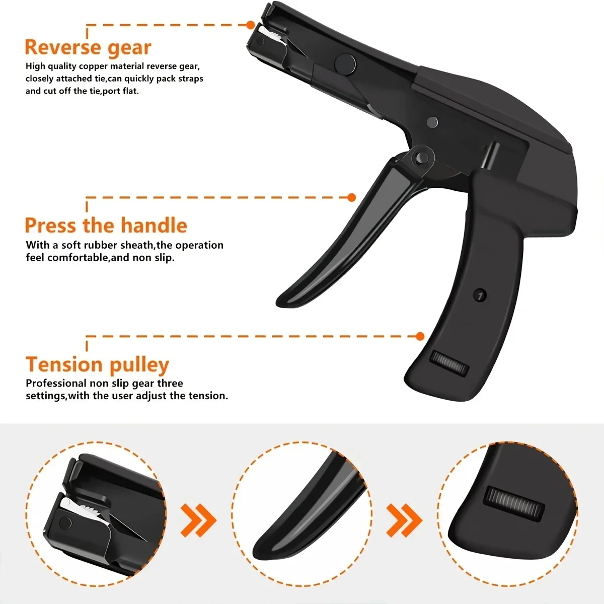 Cable Tie Toolautomatic Tensioning Cut Off For Nylon Fasteningcable And Flat Head Zip Tie With Steel Handle Strapping Tensioner