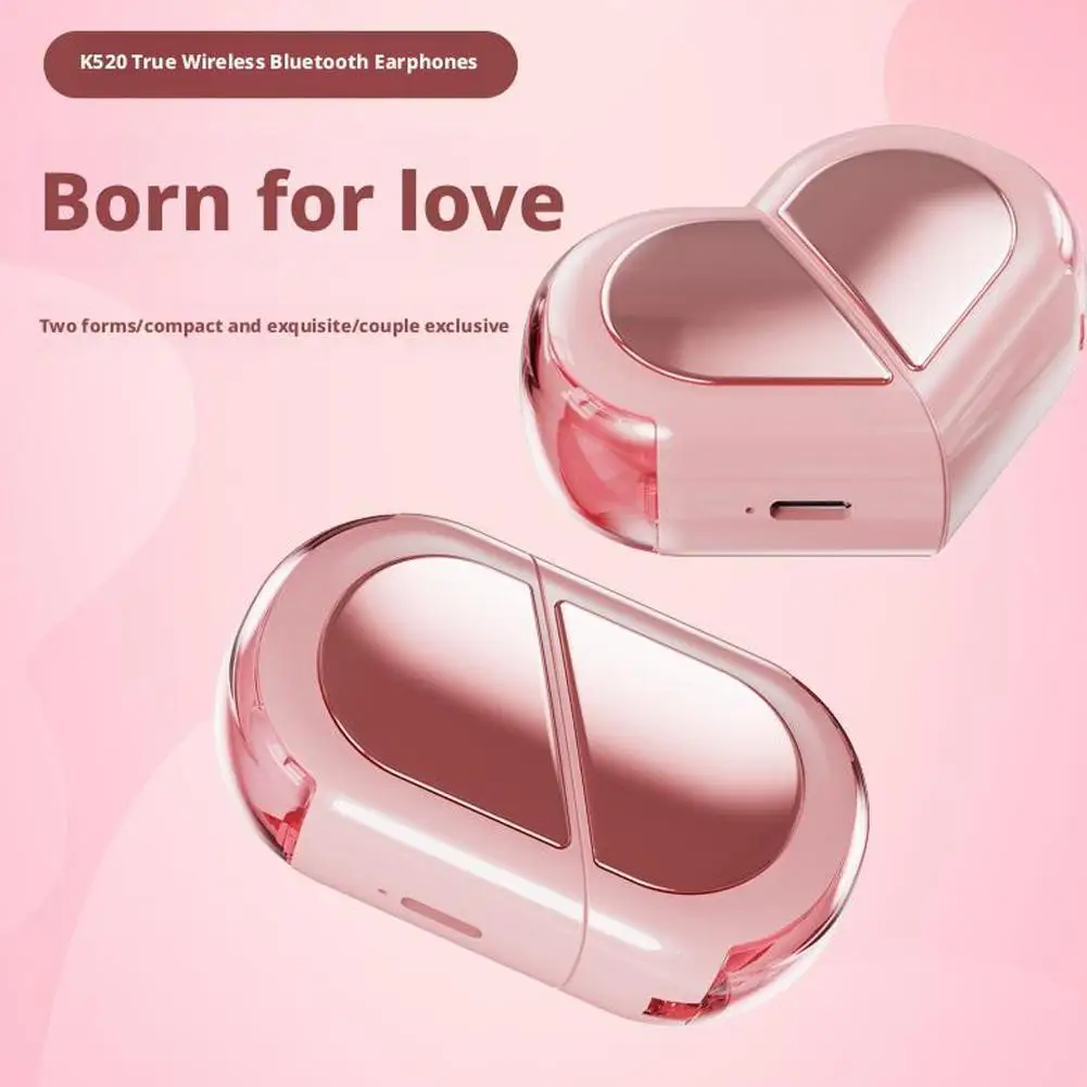 K520 Deformable Cute Heart-shaped Bluetooth Headphones With Binaural Stereo HD Sound Quality Gift Music