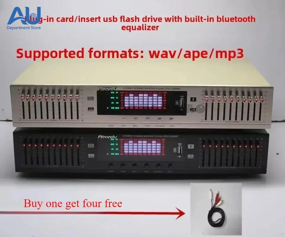 Built in Bluetooth Stereo, 20 Segment USB Flash Drive, High, Medium, and Low Frequency Adjustable HiFi Fever Home Equalizer