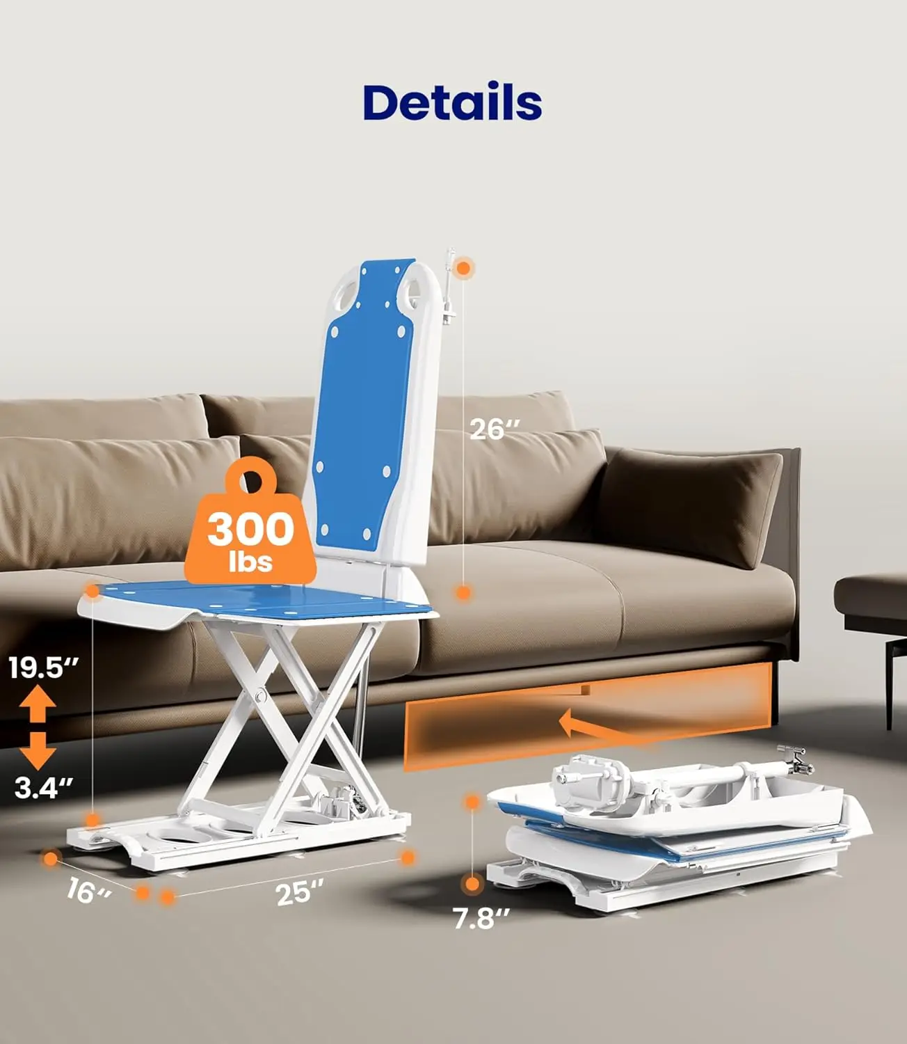 Artificiel évateur de chaise électrique, se lever du sol, élévateur au sol, peut être suréWerà 20 ", vous aider à vous lever à nouveau, support