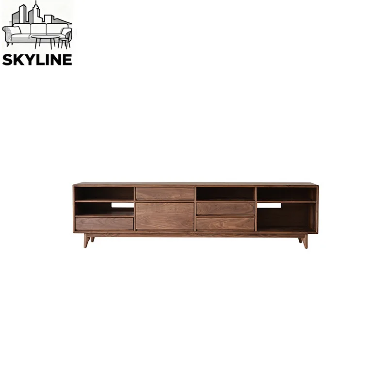 

Nordic multi-grid live drawer TV cabinet simple modern living room low cabinet solid wood storage locker integrated