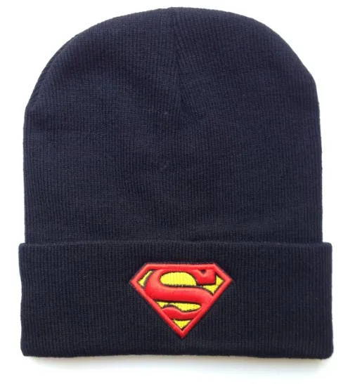 Superman bedruckte gestrickte elastische Mütze im Freien warme Mützen Hip-Hop-Hüte Skullies für Teenager Männer Frauen